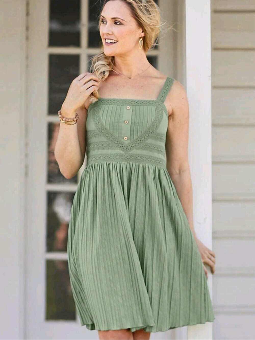 NWT Matila Jane × Joanna Gaines Grass Roots Dress Sage Green Midi Size Small